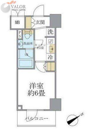 レスピール川崎(1K/11階)の間取り写真