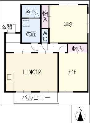 サンフラワーフジ(2LDK/2階)の間取り写真