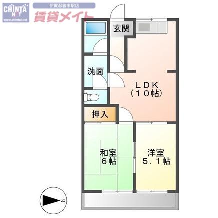 エクセル緑ヶ丘(2LDK/1階)の間取り写真