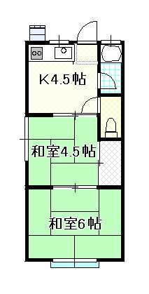 山田コーポ(2K/2階)の間取り写真