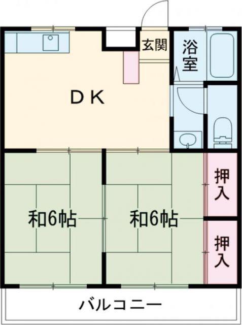 マンション速川(2DK/3階)の間取り写真