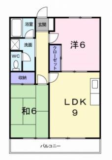 グラスガーデンII(2LDK/2階)の間取り写真