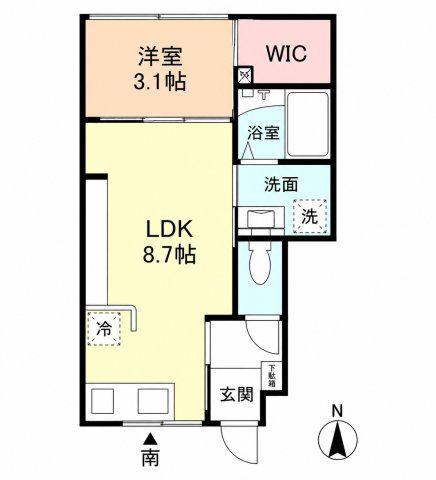 INTEGRAL凪(1LDK/1階)の間取り写真