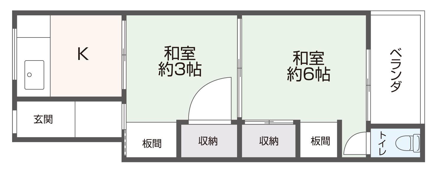 菱屋西1丁目22(2K/2階)の間取り写真