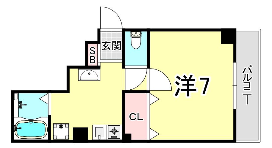Sキューブほんまち(1K/5階)の間取り写真