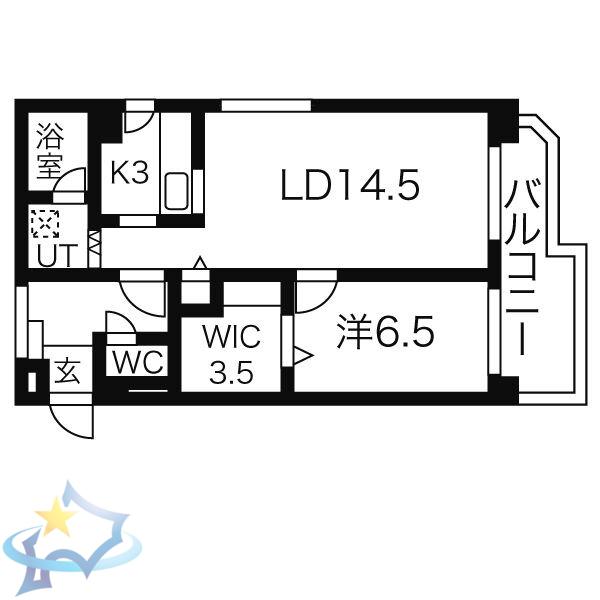 ワイズパーク(1LDK/6階)の間取り写真