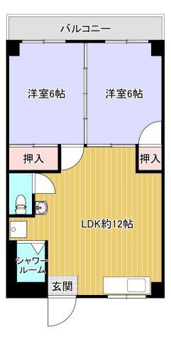 根岸マンション(2LDK/3階)の間取り写真