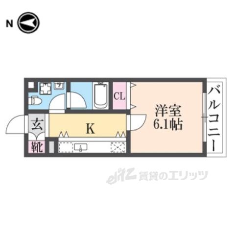 セレブ上小阪(1K/3階)の間取り写真