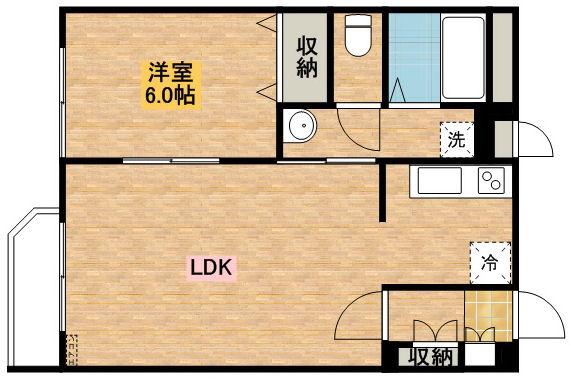 ソレイユ・ルヴァン(1LDK/2階)の間取り写真