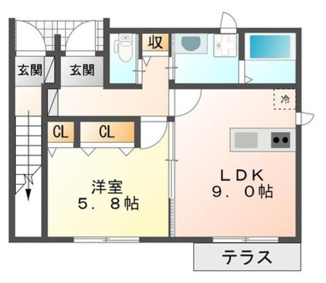 グランコート(1LDK/1階)の間取り写真