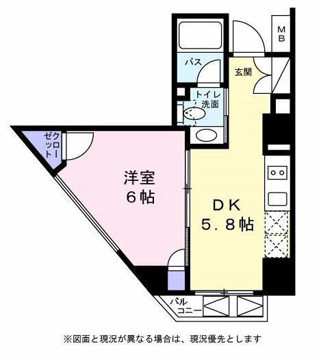 ベルファース麻布十番(1DK/5階)の間取り写真