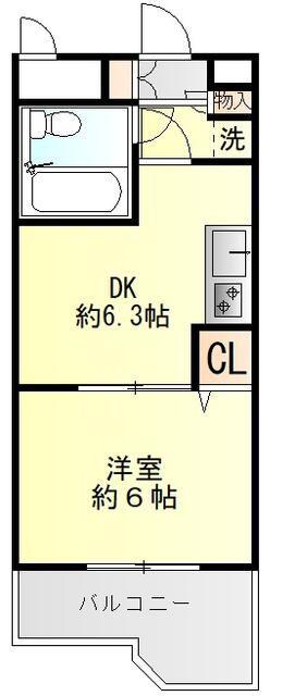 ライオンズプラザ北仙台(1DK/10階)の間取り写真