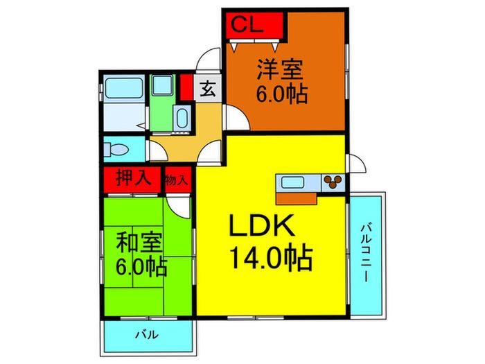 ブランカ香里園(2LDK/2階)の間取り写真