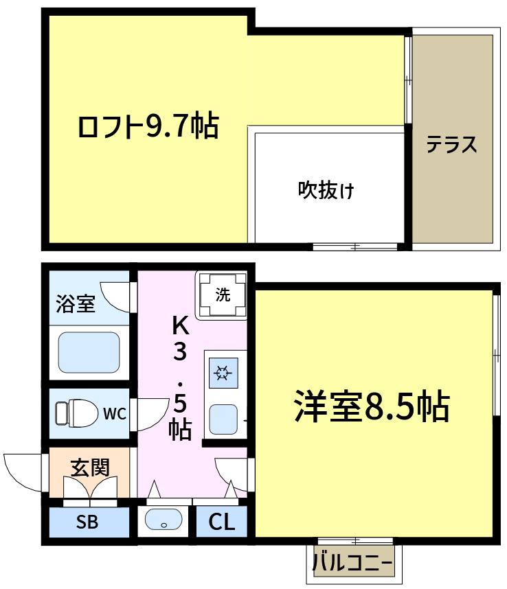 ガロパン(1K/4階)の間取り写真