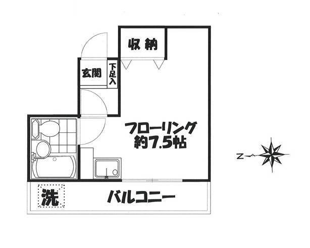 早宮グレイス(ワンルーム/2階)の間取り写真