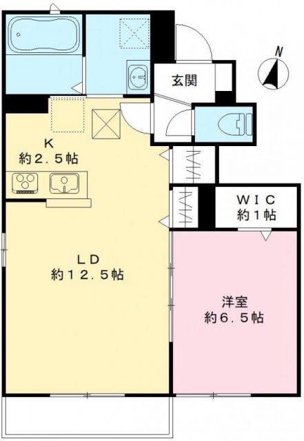ラーク見川 B(1LDK/1階)の間取り写真