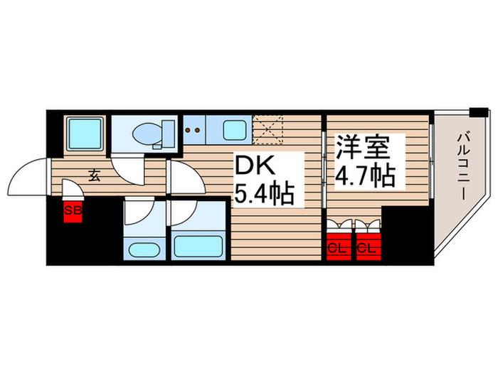 BRILLIA IST 新御徒町(1DK/5階)の間取り写真