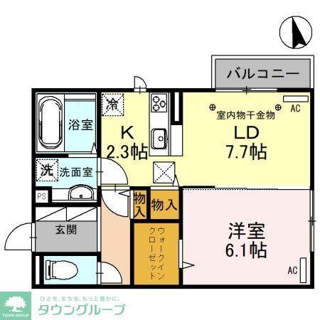 エムエヌハウス中居(1LDK/1階)の間取り写真