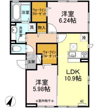 ソレイユ・ジン(2LDK/2階)の間取り写真