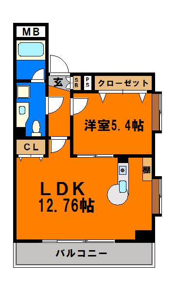 チハヤアネックスビル(1LDK/3階)の間取り写真