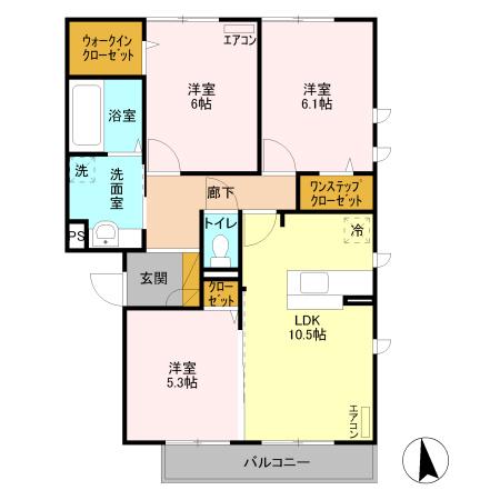 ビエントマルモト(3LDK/2階)の間取り写真