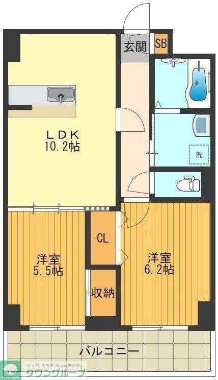 アクロス立川I(2LDK/5階)の間取り写真
