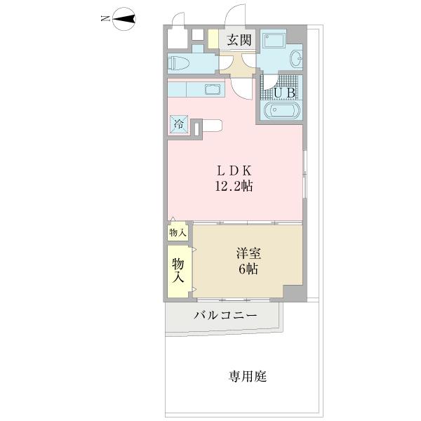 SUN LE CIEL(1LDK/1階)の間取り写真