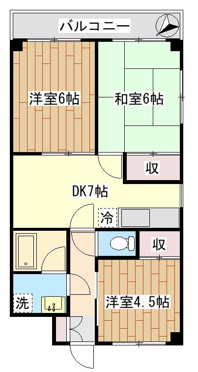 美しが丘マンション(3DK/4階)の間取り写真