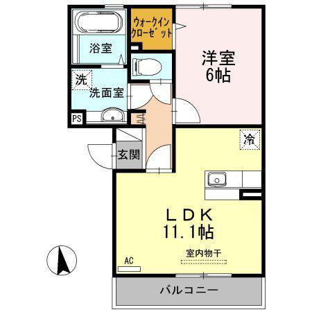 ソレアードS(1LDK/2階)の間取り写真