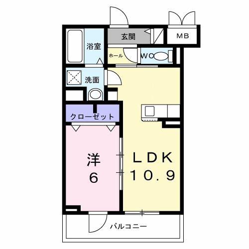 セレーナ オーヴェスト(1LDK/3階)の間取り写真
