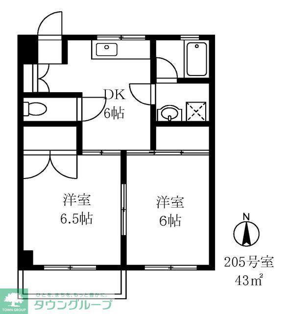 プライムプレイス(2DK/2階)の間取り写真