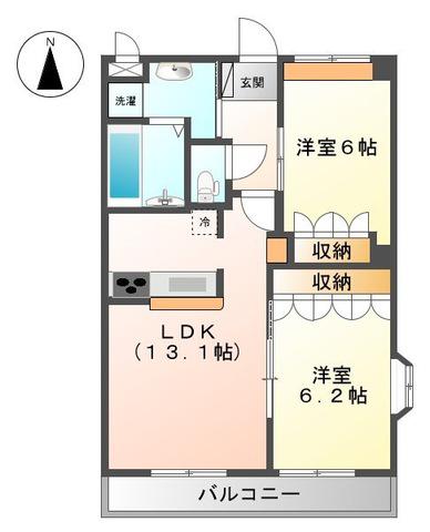 ブラウンシャトー(2LDK/2階)の間取り写真