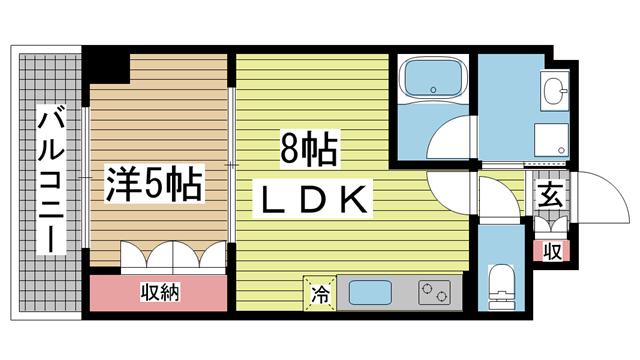 ラフィーノ山手(1LDK/7階)の間取り写真