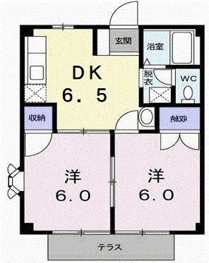 ニューシティ青山A(2DK/1階)の間取り写真
