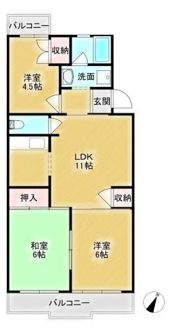 ローレルマンション21(3LDK/1階)の間取り写真