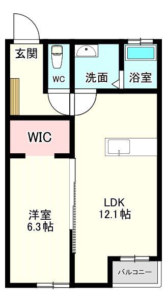 アデリー(1LDK/2階)の間取り写真