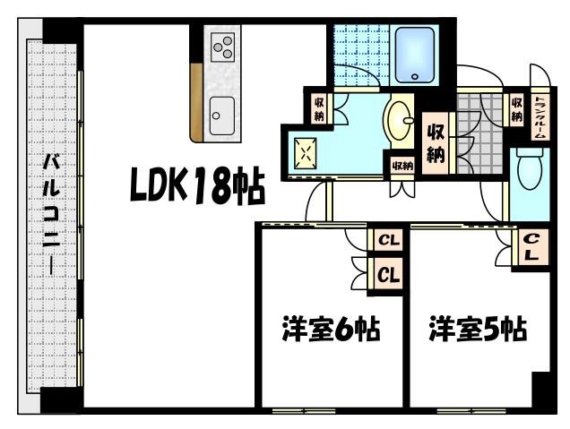ジ・アーバネックス京都河原町プレイズ(2LDK/5階)の間取り写真