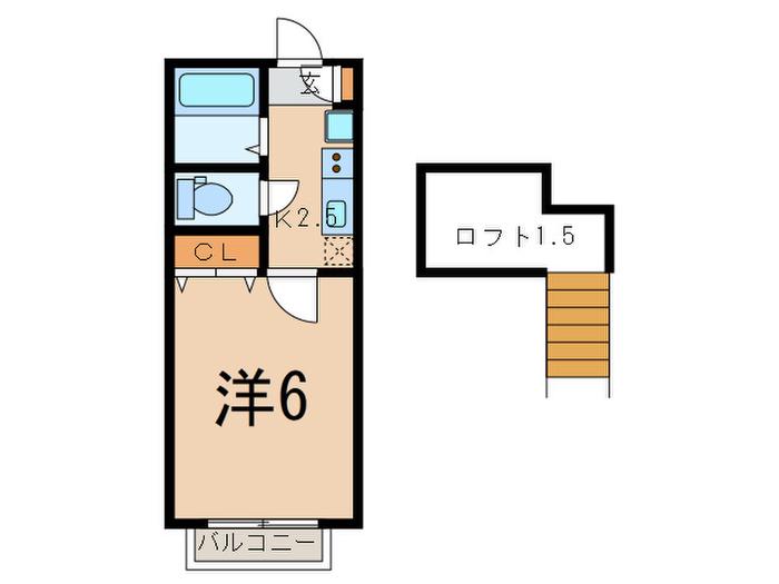 サニーヒル宮崎台(1K/2階)の間取り写真
