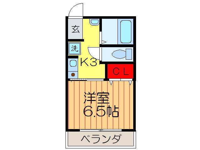サンピア中山(1K/2階)の間取り写真