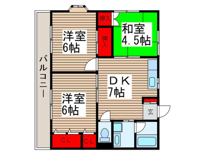 フジハイツ Ⅱ(3DK/2階)の間取り写真