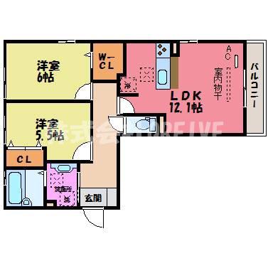 アルタ青地ビュー(2LDK/1階)の間取り写真
