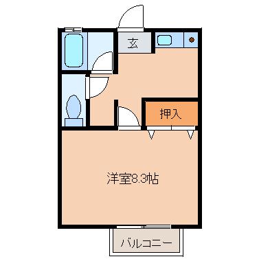 イーストリバースガーデンプレイス(1K/1階)の間取り写真