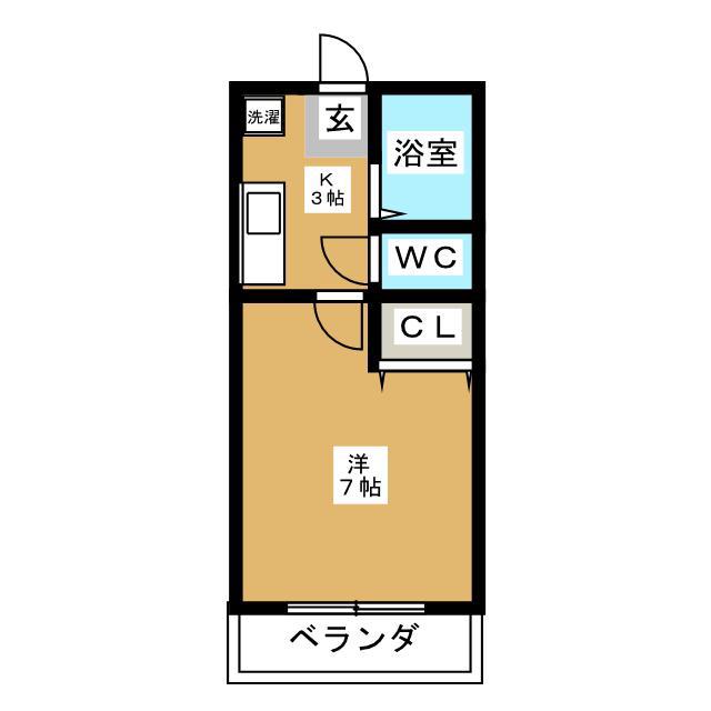 サンピュアシラトリ(1K/2階)の間取り写真