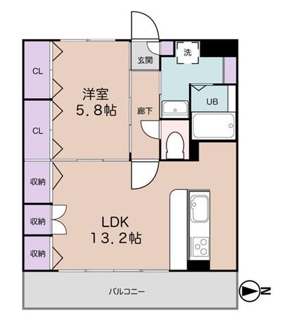 ロイヤル岩切VII(1LDK/1階)の間取り写真