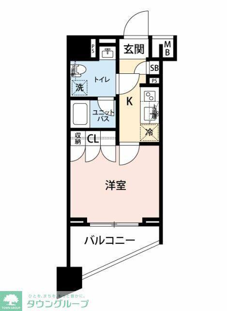 スパシエ川崎ウエスト(1K/13階)の間取り写真