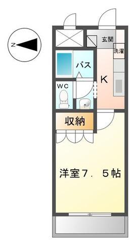 リファイン山中(1K/2階)の間取り写真