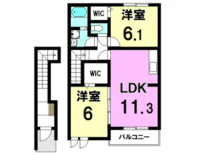 カーサ グランデⅠ(2LDK/2階)の間取り写真
