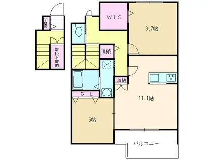 エターナル ガーデン(2LDK/2階)の間取り写真