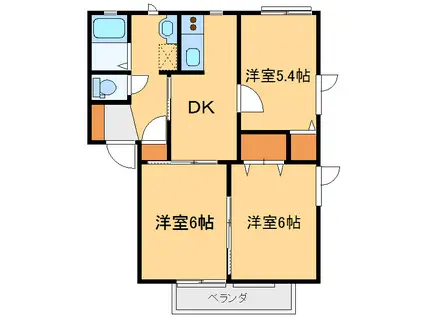 アクシアB(3DK/2階)の間取り写真