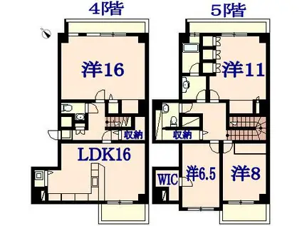 カーサエルフ メゾネット(4LDK/2階)の間取り写真
